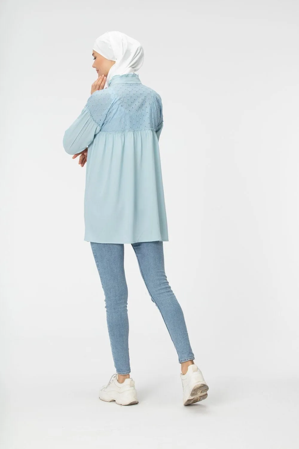 Ella Short Modest Top | Baby Blue