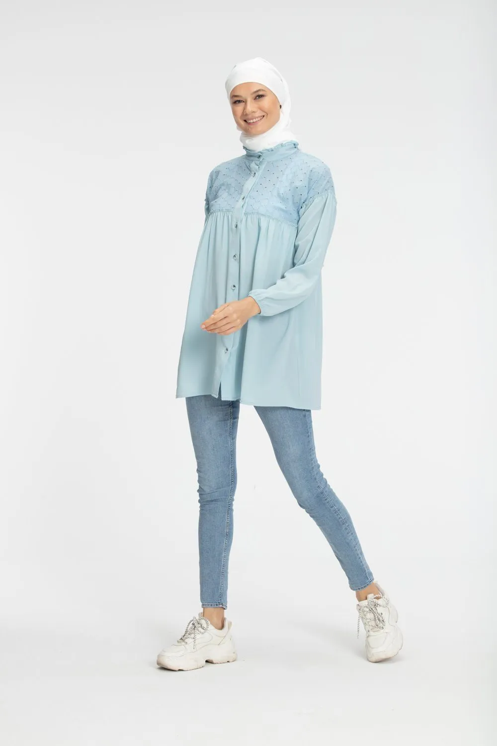 Ella Short Modest Top | Baby Blue