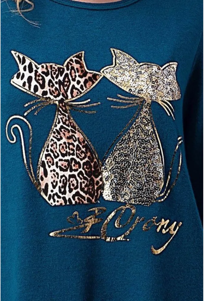 Embossed Sequins Long Sleeve Top