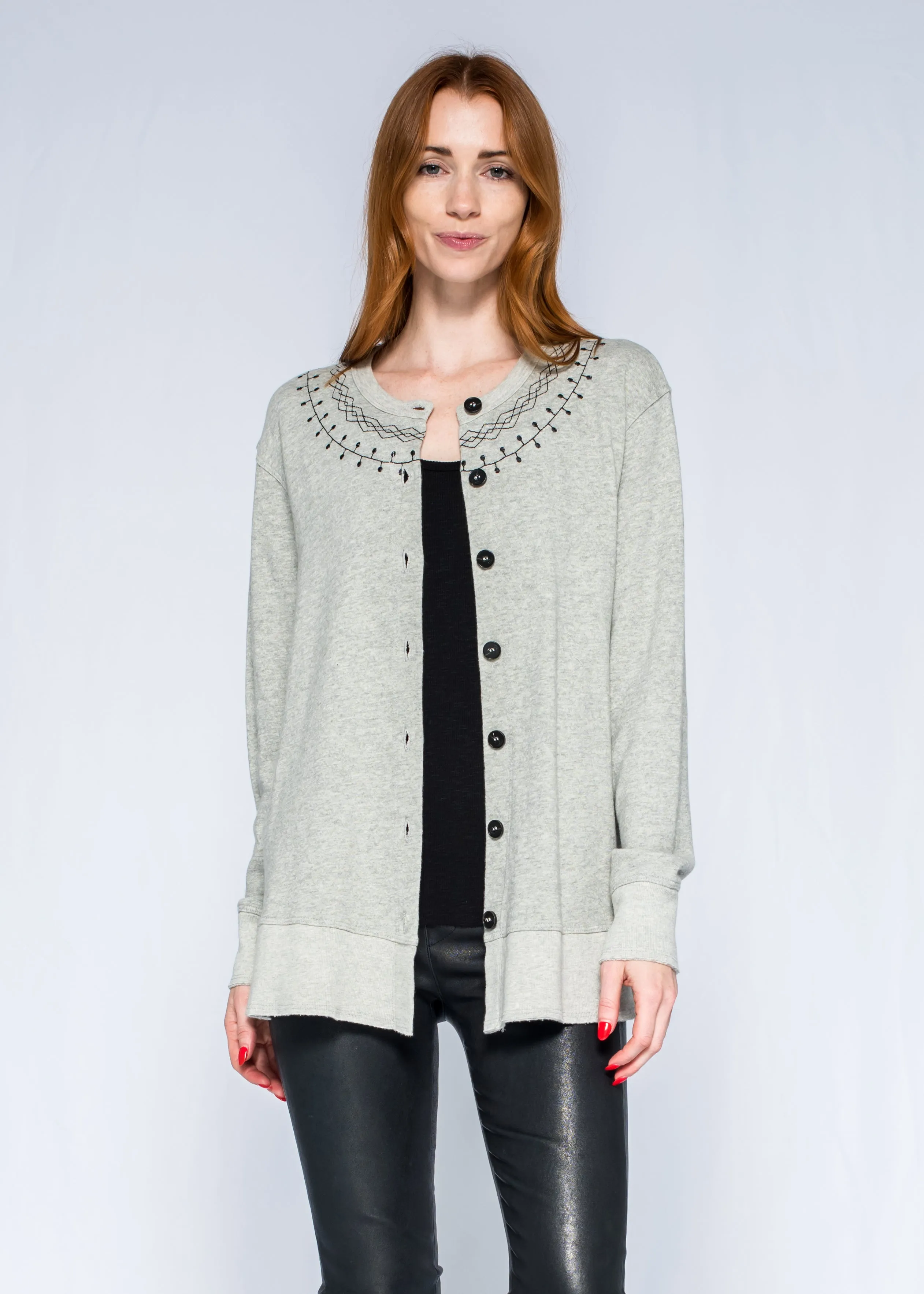 Embroidered Cardigan Long Sleeve