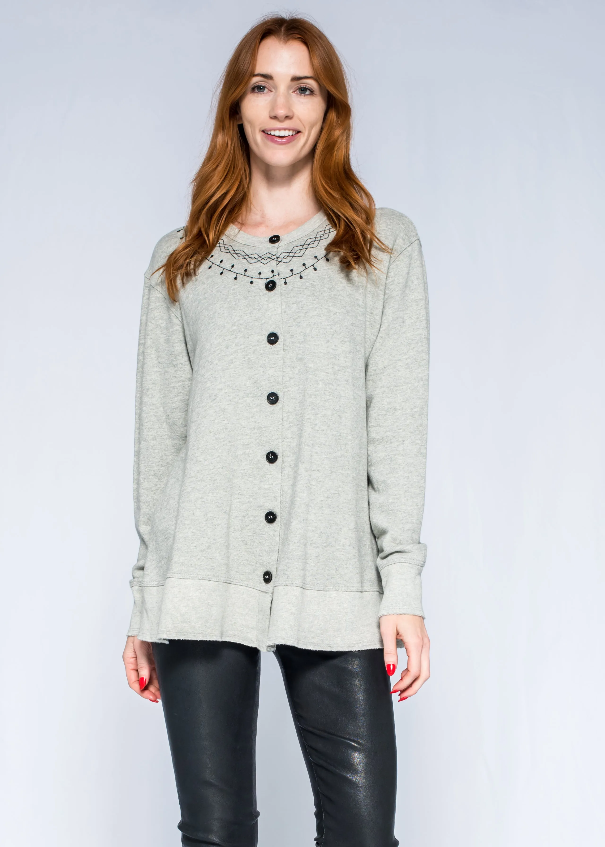 Embroidered Cardigan Long Sleeve