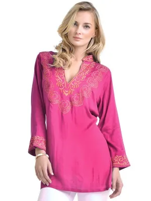 Embroidered Jacquard Silky Rayon Tunic Style 280R01 HO