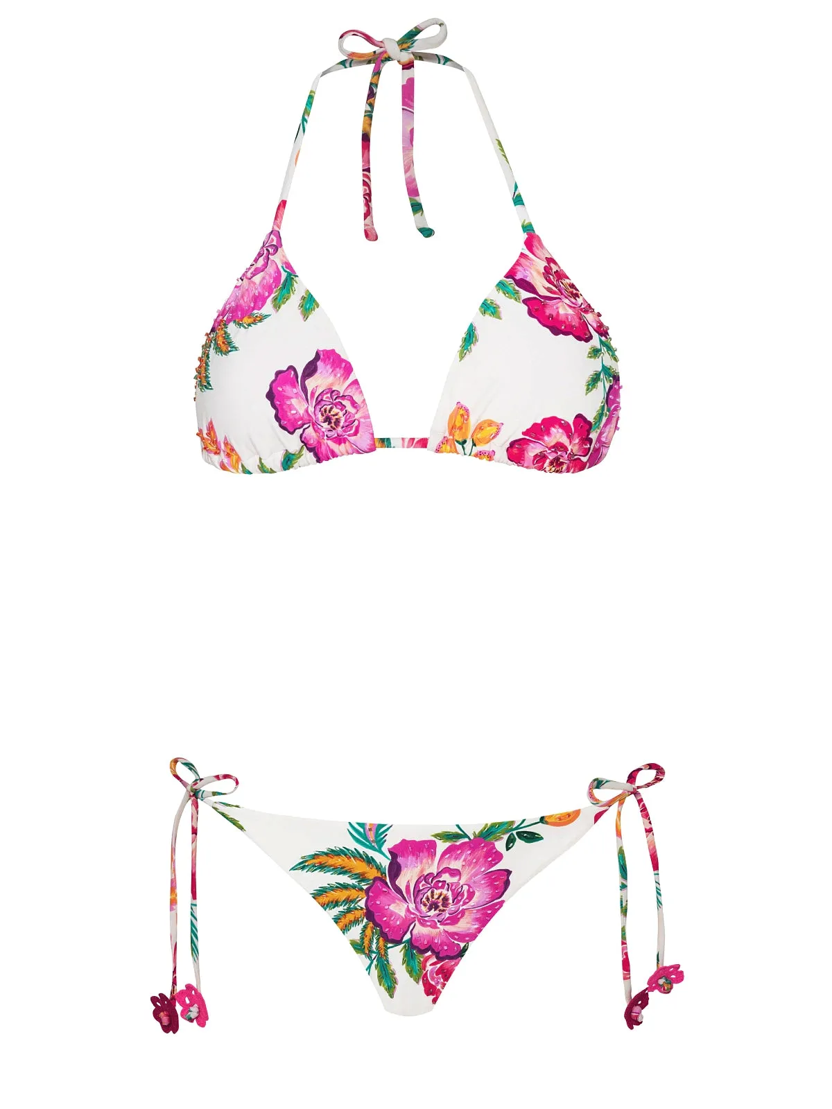 Embroidered Tri-Embroidered Tie Bikini ::RET