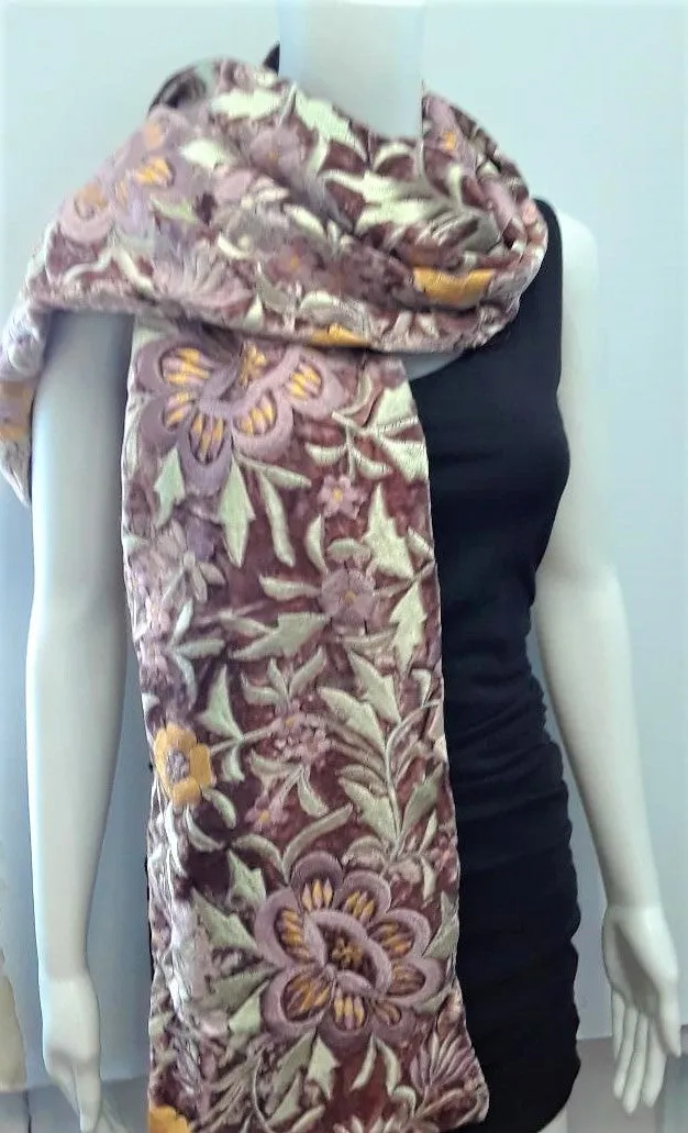 Embroidered Velvet Scarf