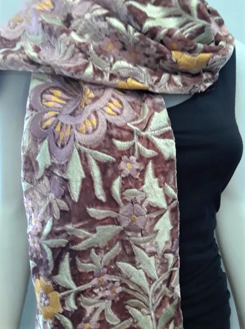Embroidered Velvet Scarf