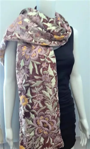 Embroidered Velvet Scarf
