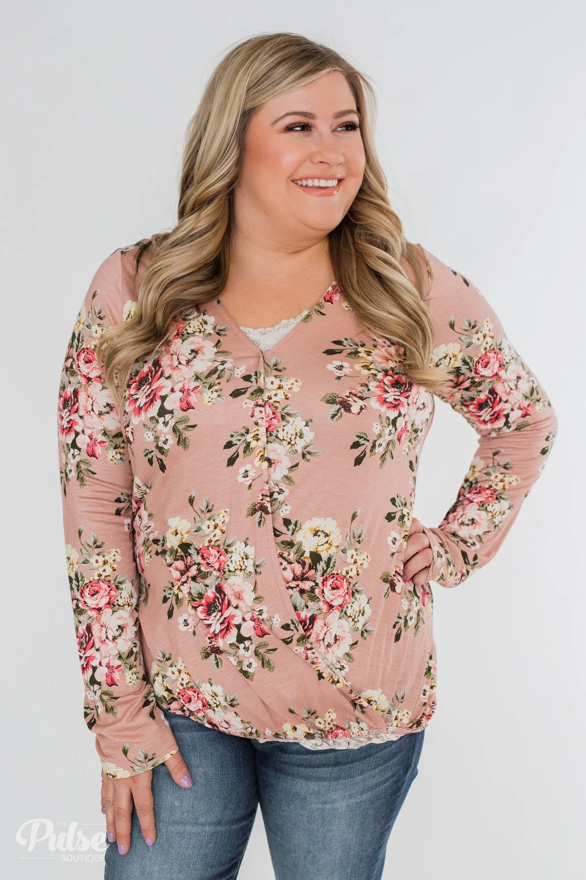 Endless Possibilities Floral Wrap Top- Mauve
