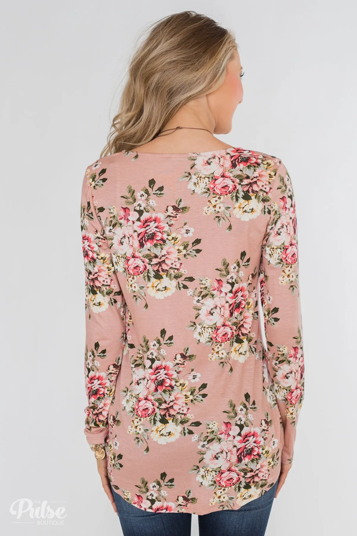 Endless Possibilities Floral Wrap Top- Mauve