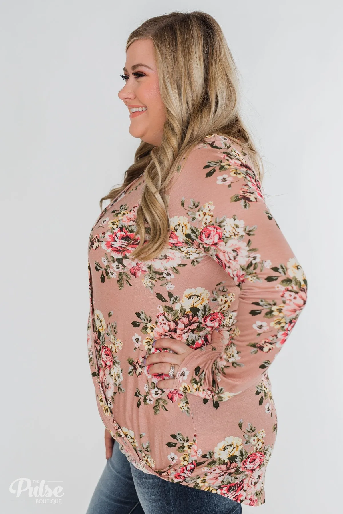 Endless Possibilities Floral Wrap Top- Mauve
