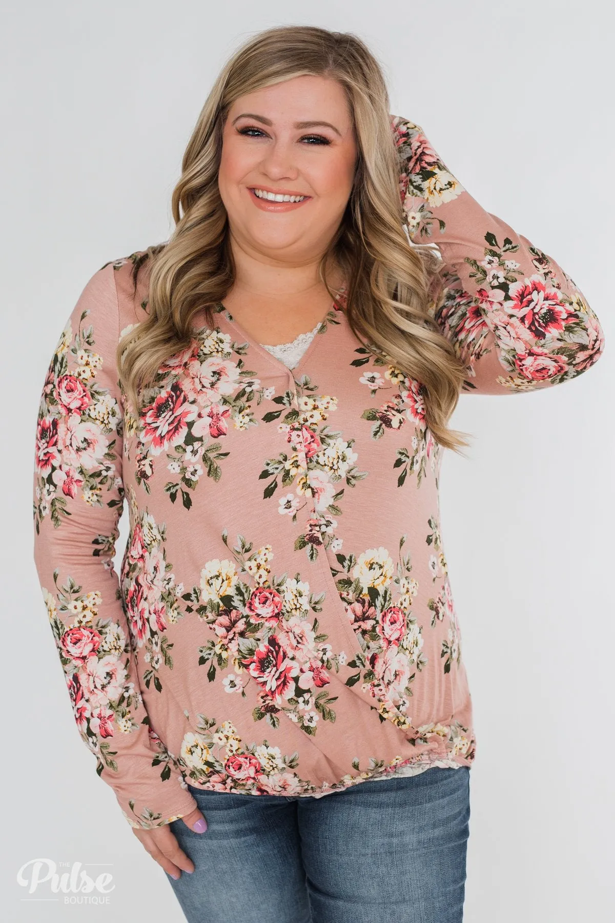 Endless Possibilities Floral Wrap Top- Mauve