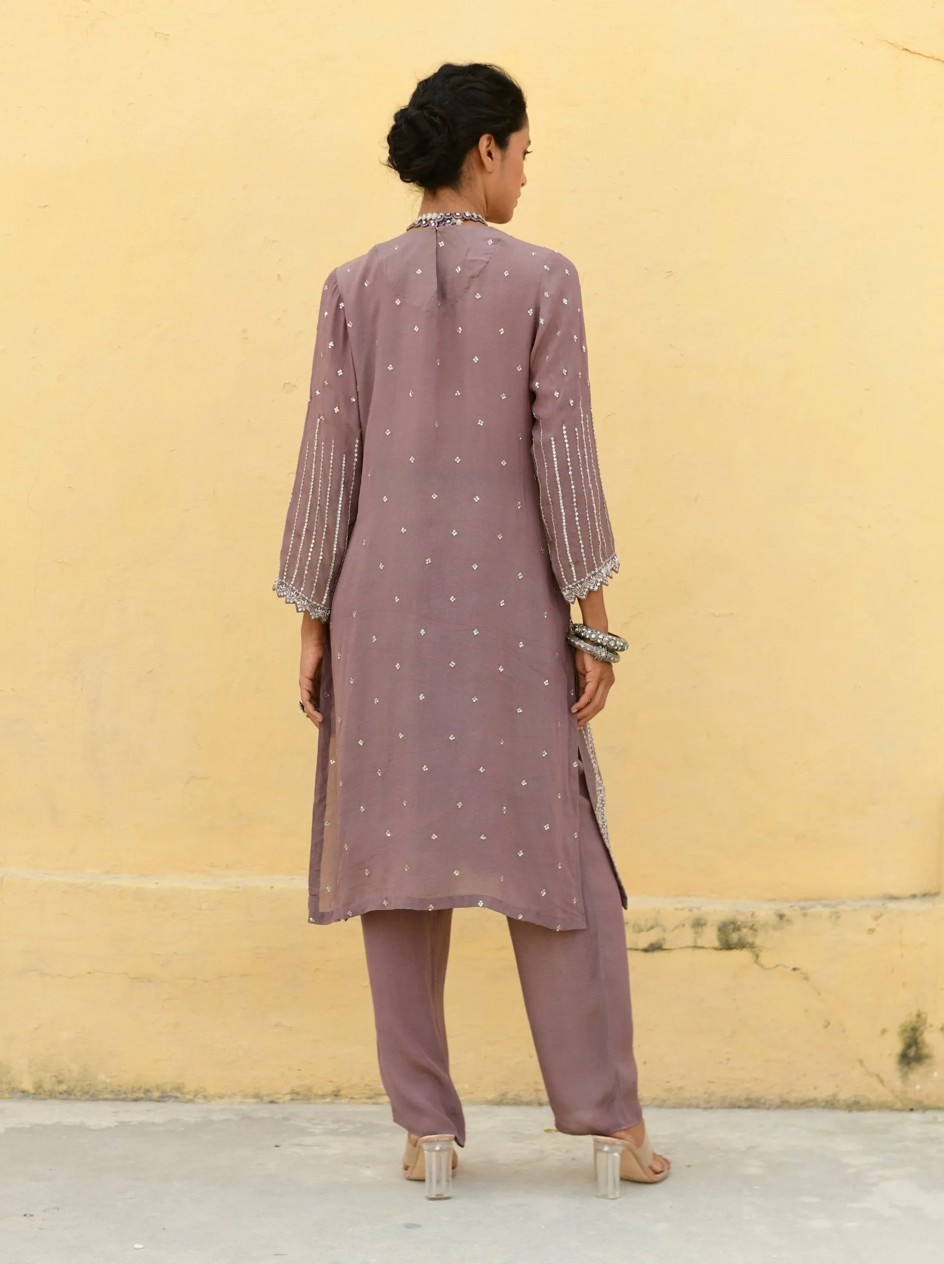 Enna brown embroidered kurta set