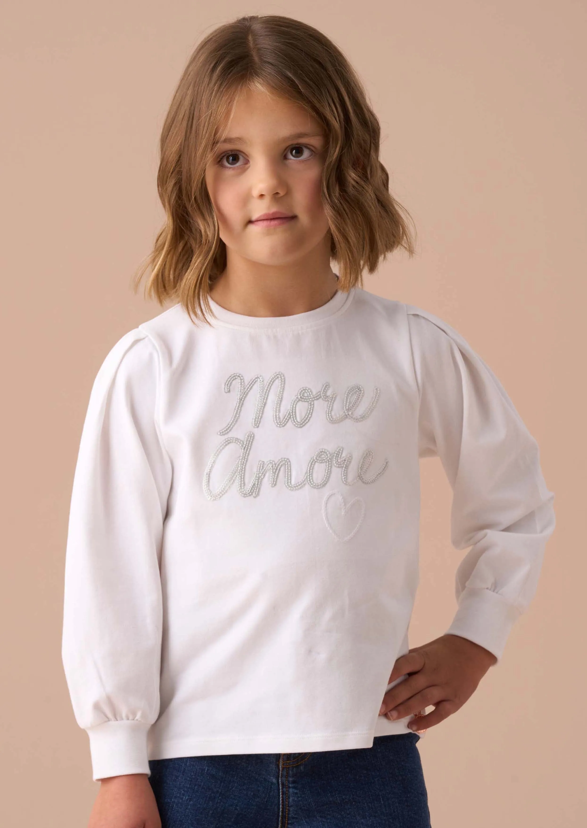Erin White Sequin Slogan Top