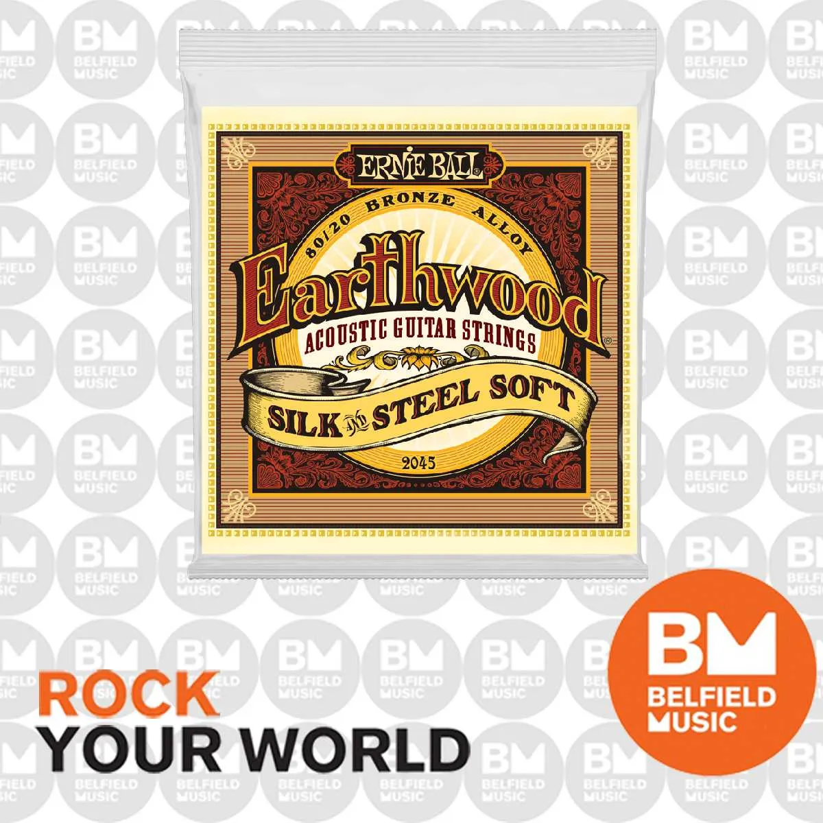 Ernie Ball 2045 Earthwood Acoustic Guitar Strings 80/20 Bronze Silk & Steel Soft 11-52