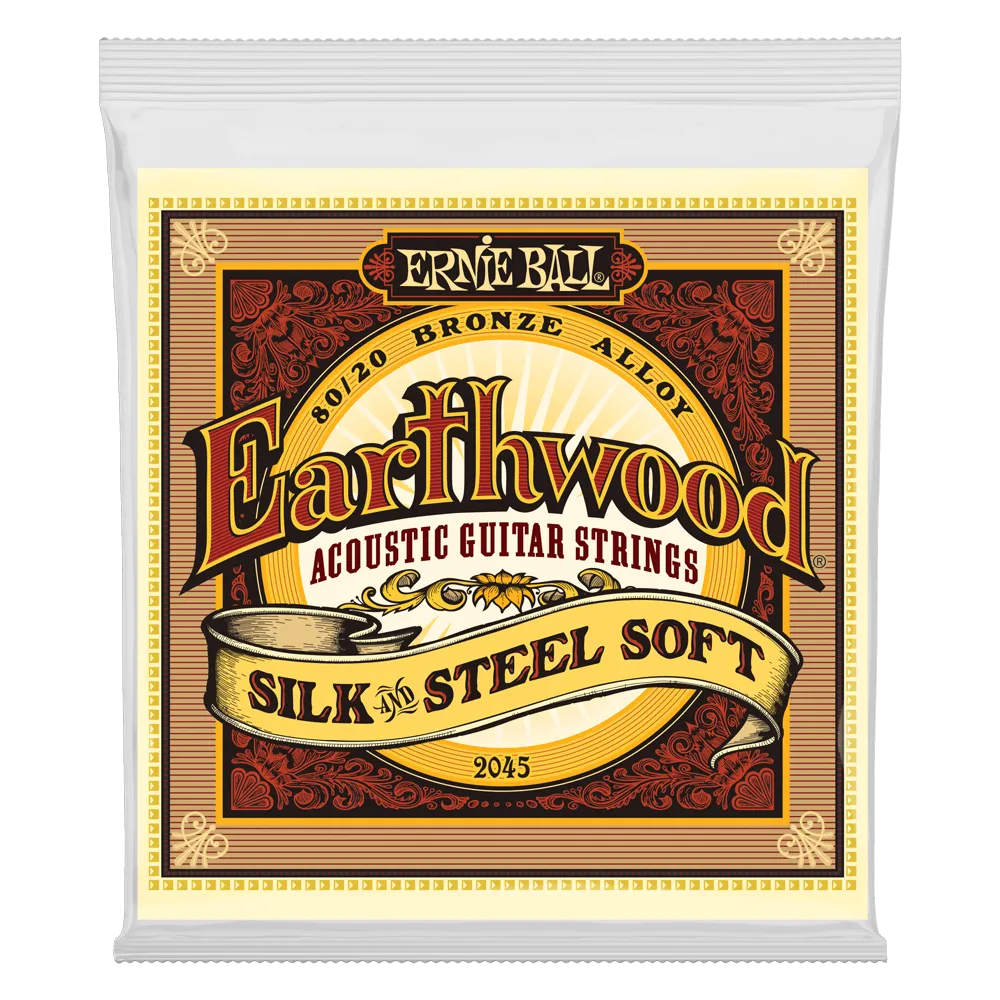 Ernie Ball 2045 Earthwood Acoustic Guitar Strings 80/20 Bronze Silk & Steel Soft 11-52