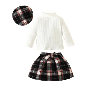 Euro Toddler Knit Long Sleeve Tops Plaid Skirts