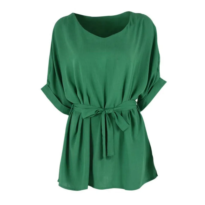 European Ladies Blouse Women Cotton Linen Tunic Shirt V Neck Loose Blouse Female Tops Plus Size XL-5XL H28