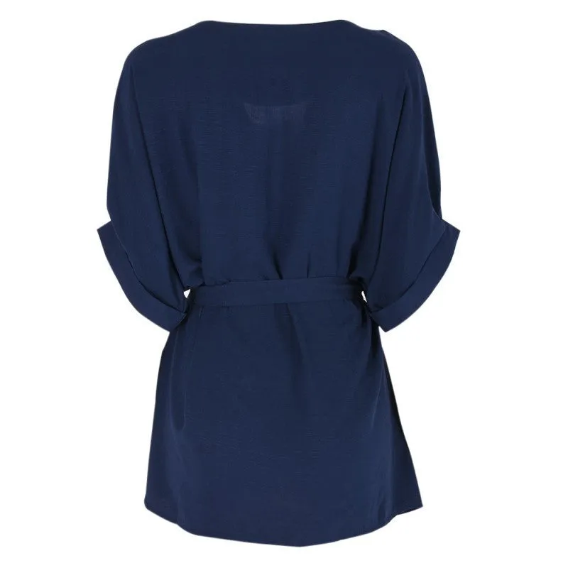 European Ladies Blouse Women Cotton Linen Tunic Shirt V Neck Loose Blouse Female Tops Plus Size XL-5XL H28