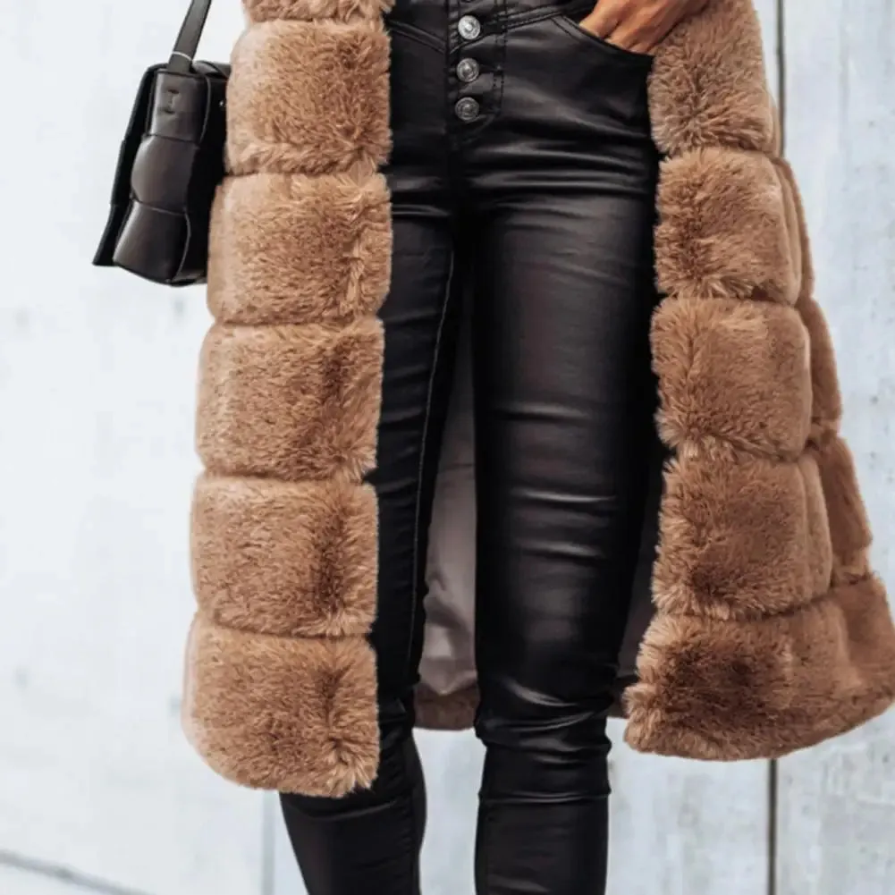 Faux Fur Luxe™ | Women's Long Sleeveless Vest | Lightweight Open Front Layer for Stylish Warmth