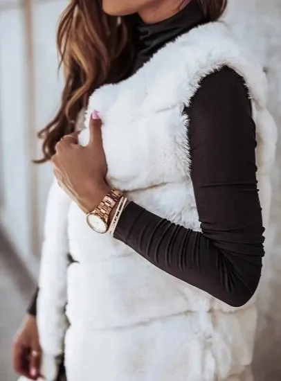 Faux Fur Luxe™ | Women's Long Sleeveless Vest | Lightweight Open Front Layer for Stylish Warmth