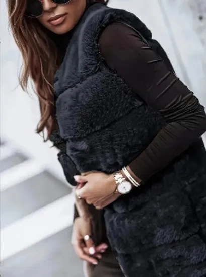 Faux Fur Luxe™ | Women's Long Sleeveless Vest | Lightweight Open Front Layer for Stylish Warmth