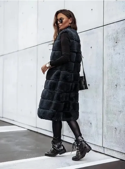 Faux Fur Luxe™ | Women's Long Sleeveless Vest | Lightweight Open Front Layer for Stylish Warmth