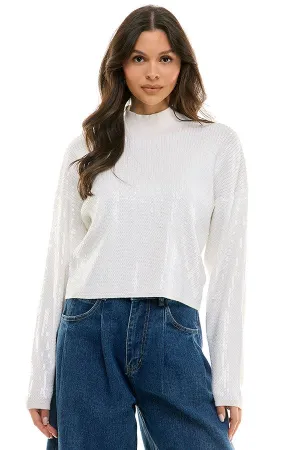 (Final Sale) White Sequin Sweater