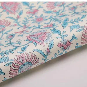 Flora Sky Hand Blocked Printed Gift Wrap