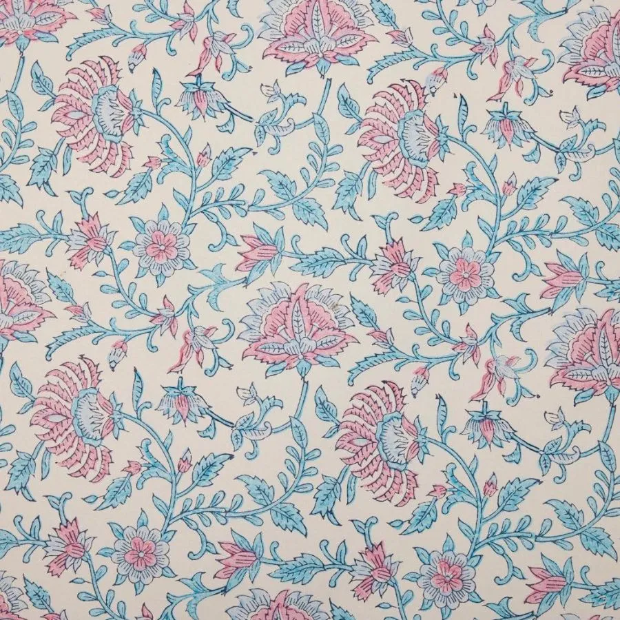 Flora Sky Hand Blocked Printed Gift Wrap