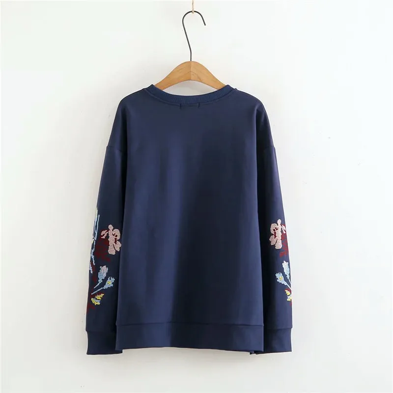 ‘’FLORAL EMBROIDERED PULLOVER" SWEATSHIRT N123004