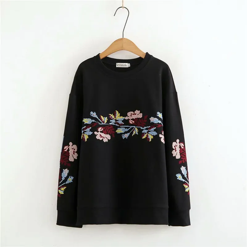 ‘’FLORAL EMBROIDERED PULLOVER" SWEATSHIRT N123004