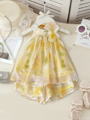 Floral embroidered top| Girl Floral Embroidered Halter Chiffon Top