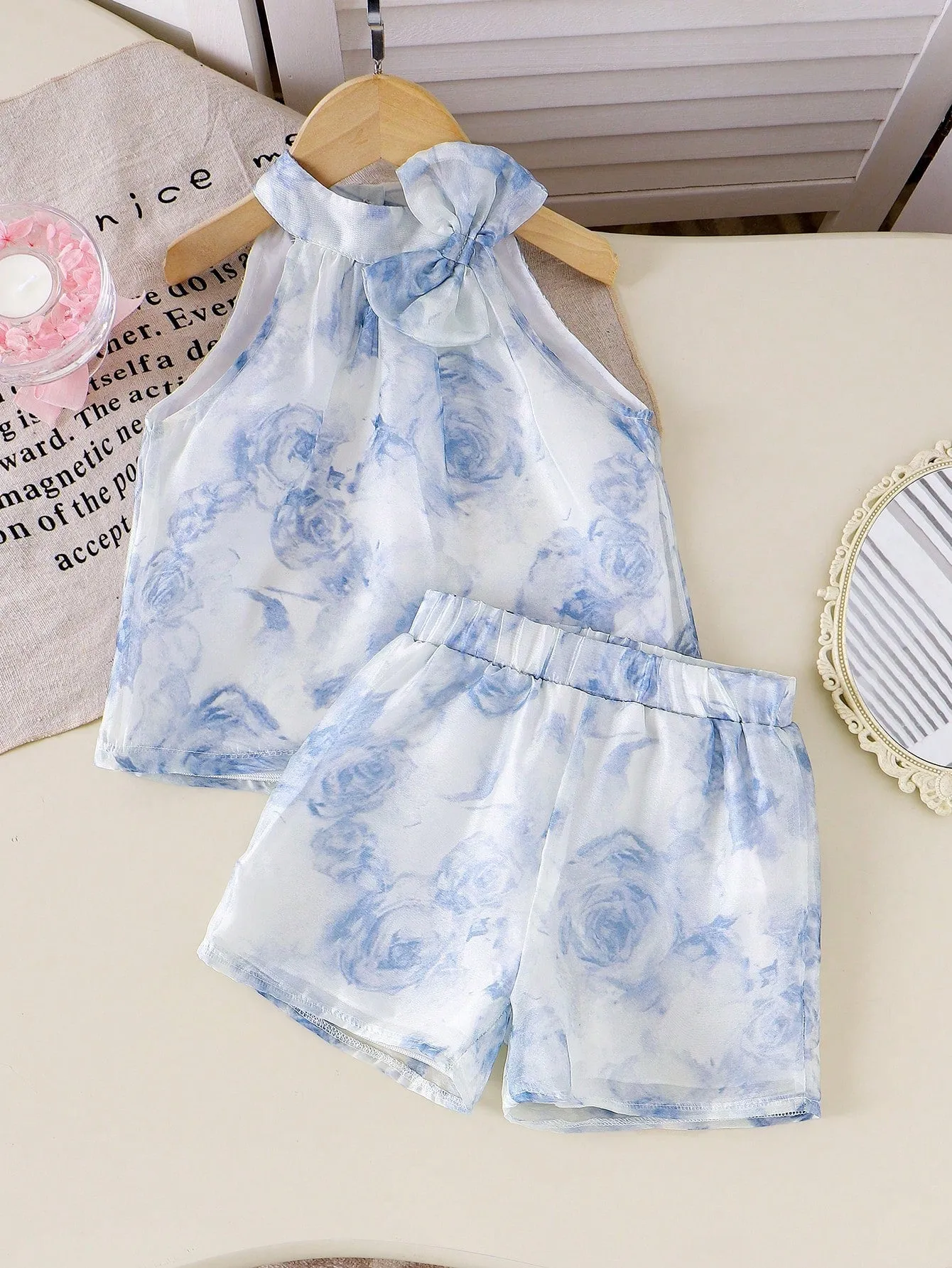 Floral embroidered top| Girl Floral Embroidered Halter Chiffon Top