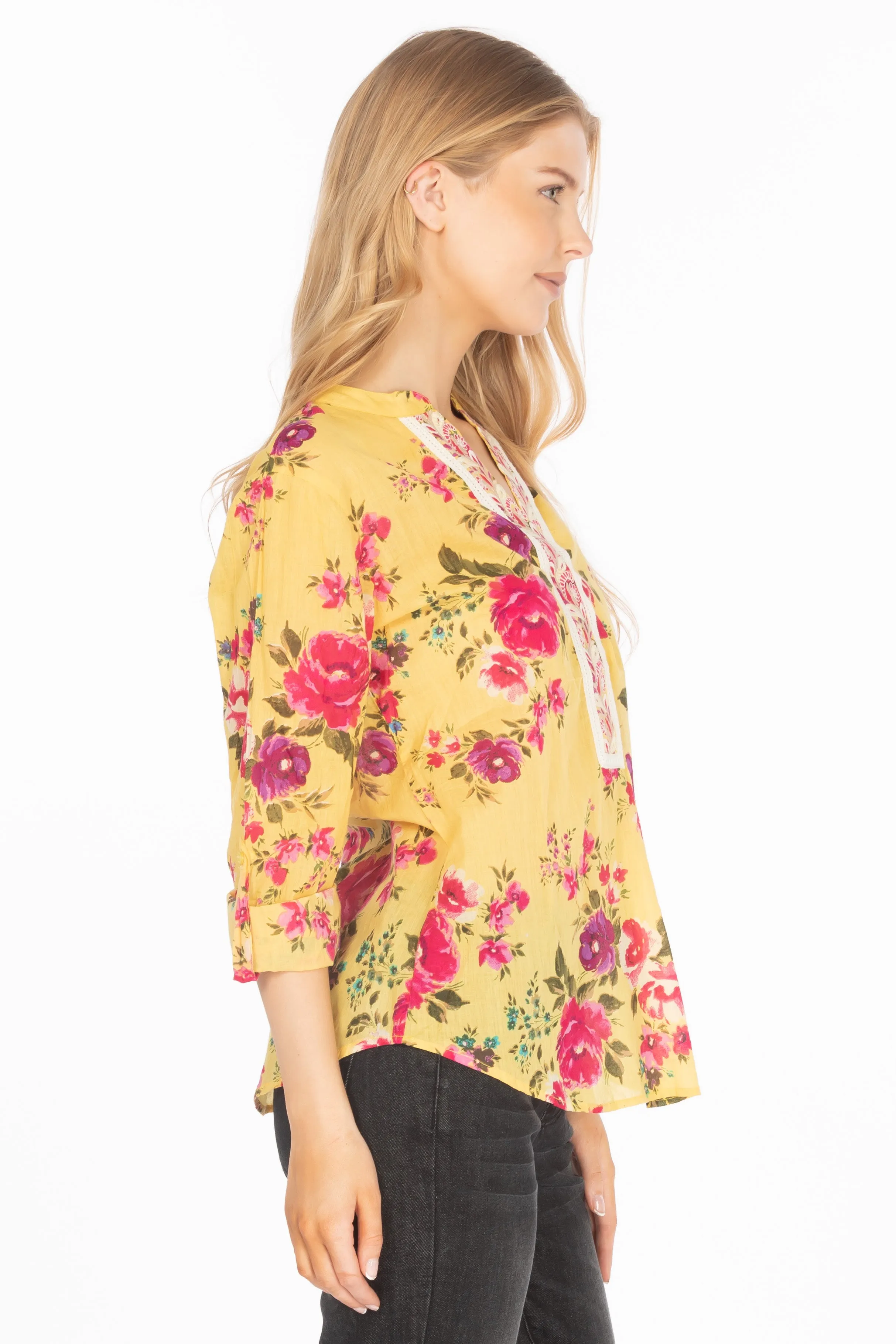 Floral Printed Tunic with Paisley Embroidery