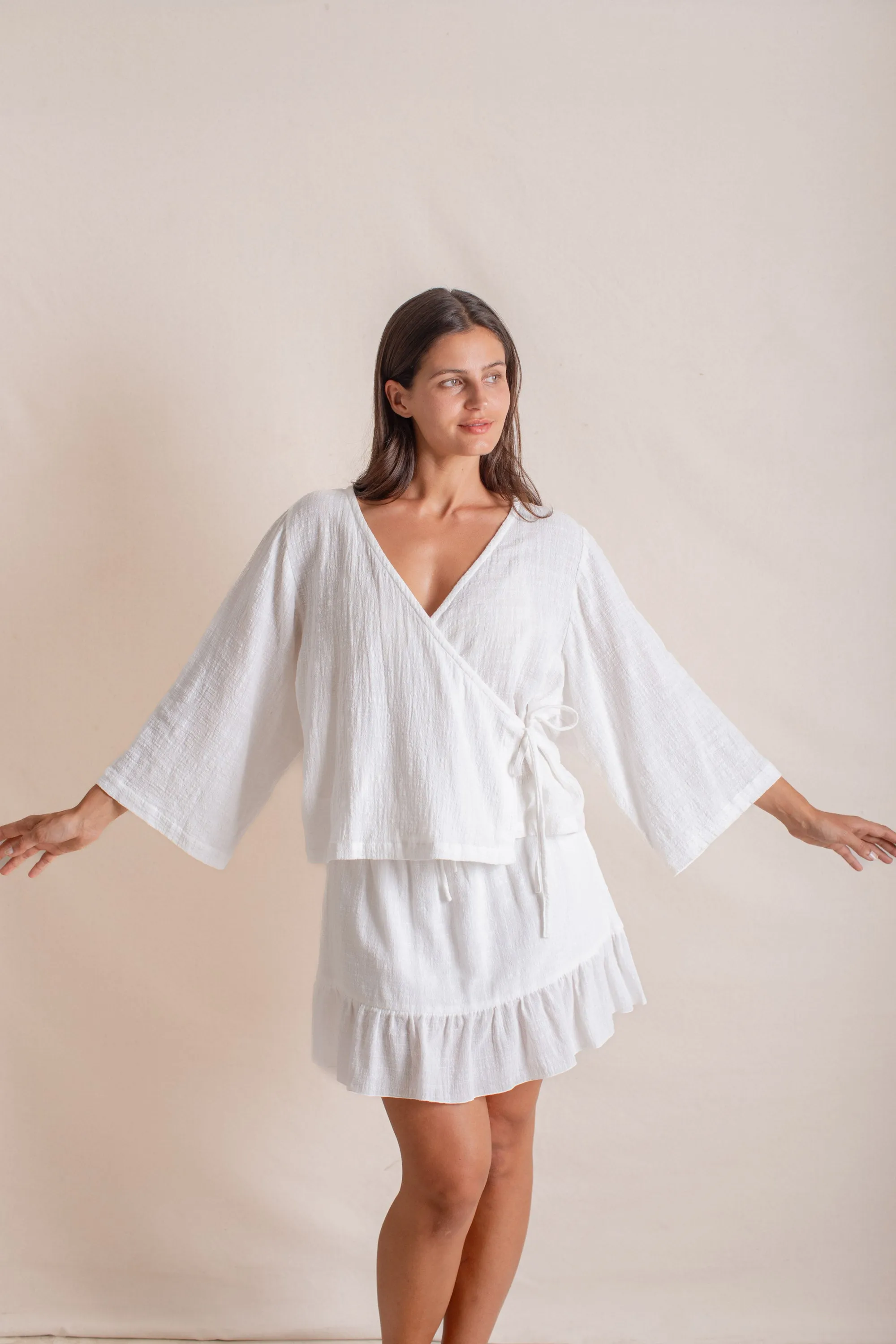 Flow Wrap Top Off White