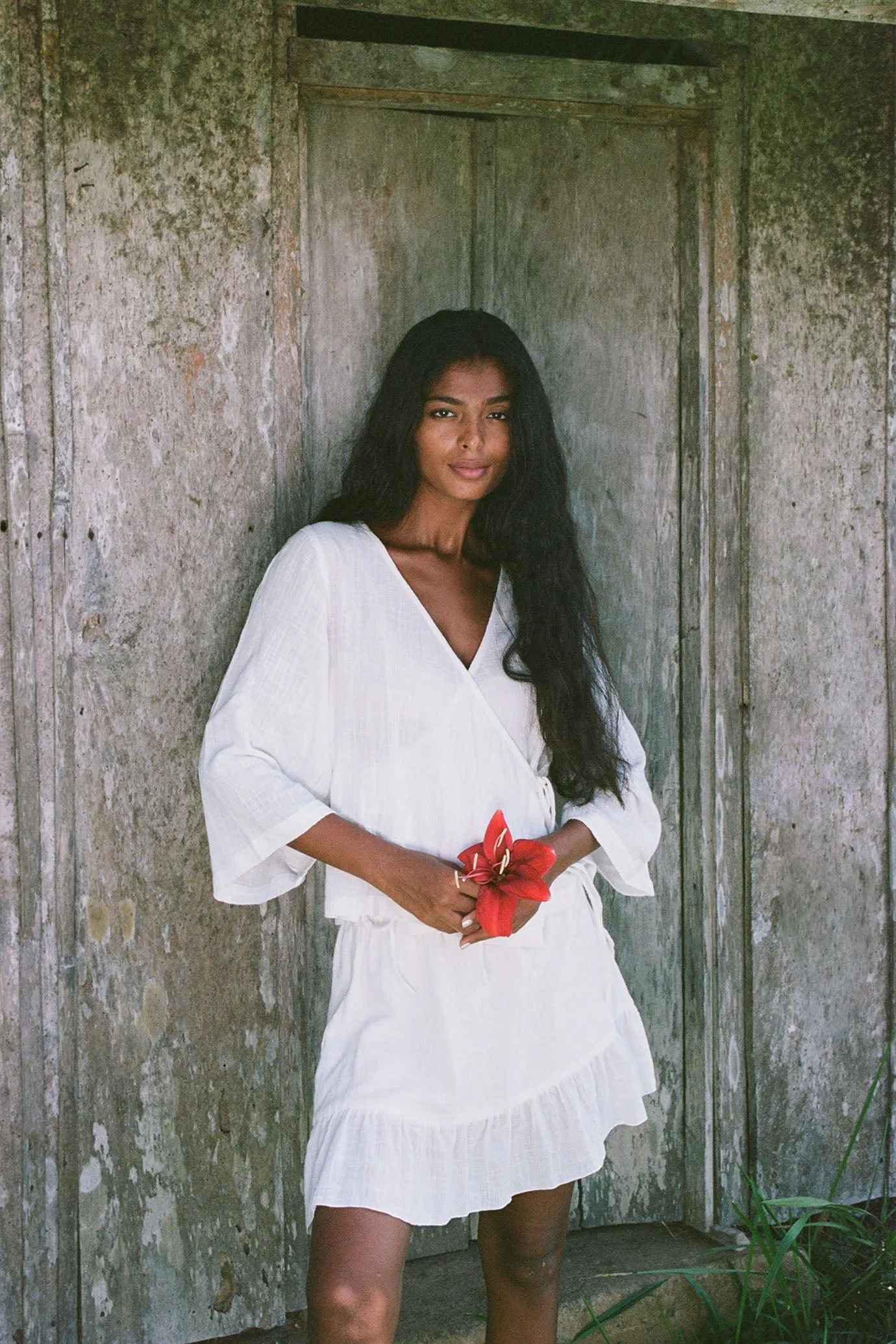 Flow Wrap Top Off White