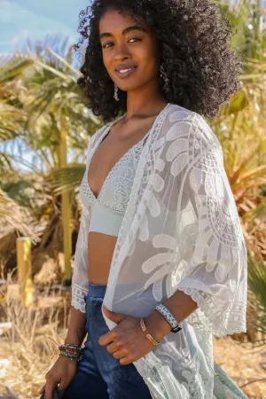 Flower Lace Kimono Duster Crochet Lace