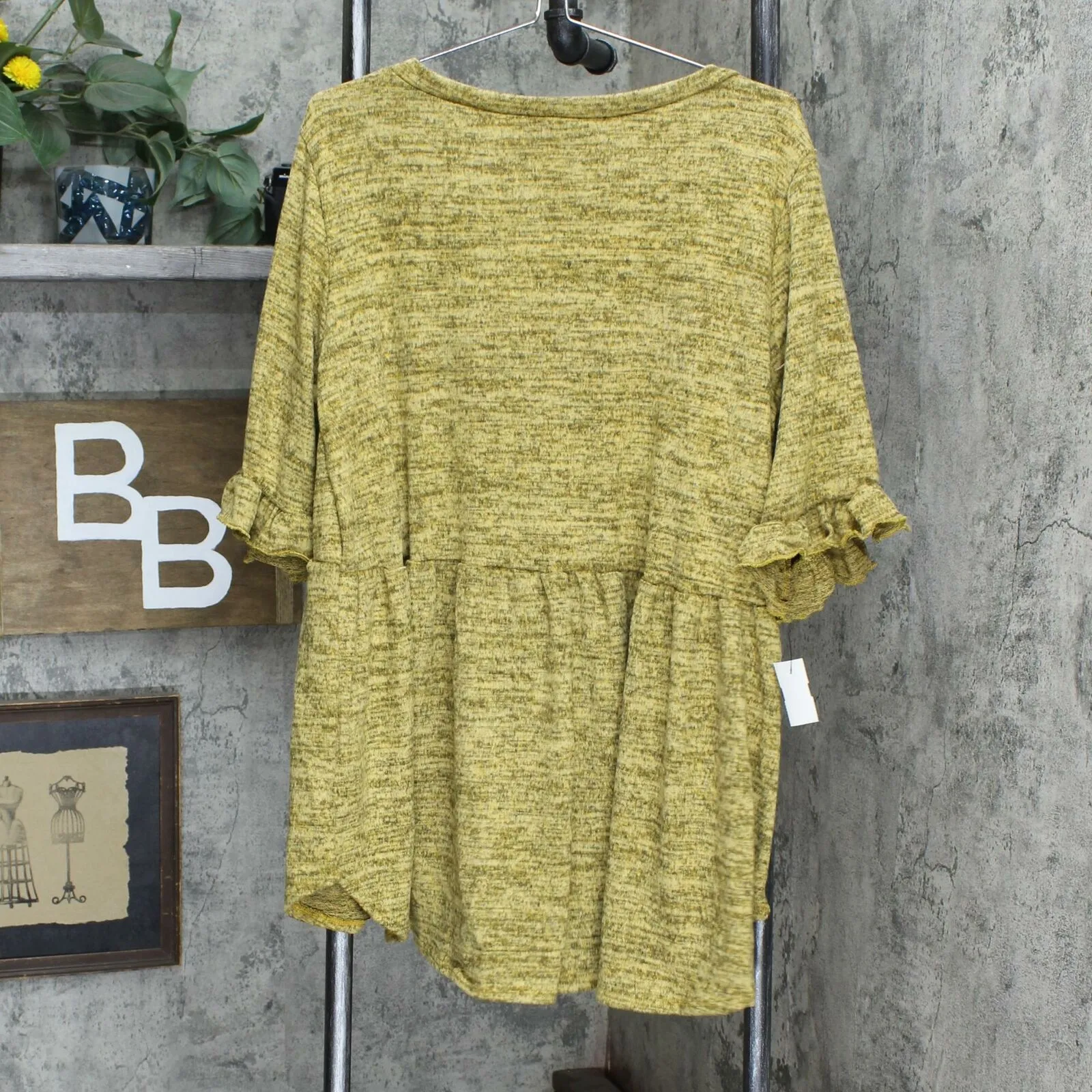 Forgotten Grace Plus Size Elbow Sleeve Knit Babydoll Tunic Top