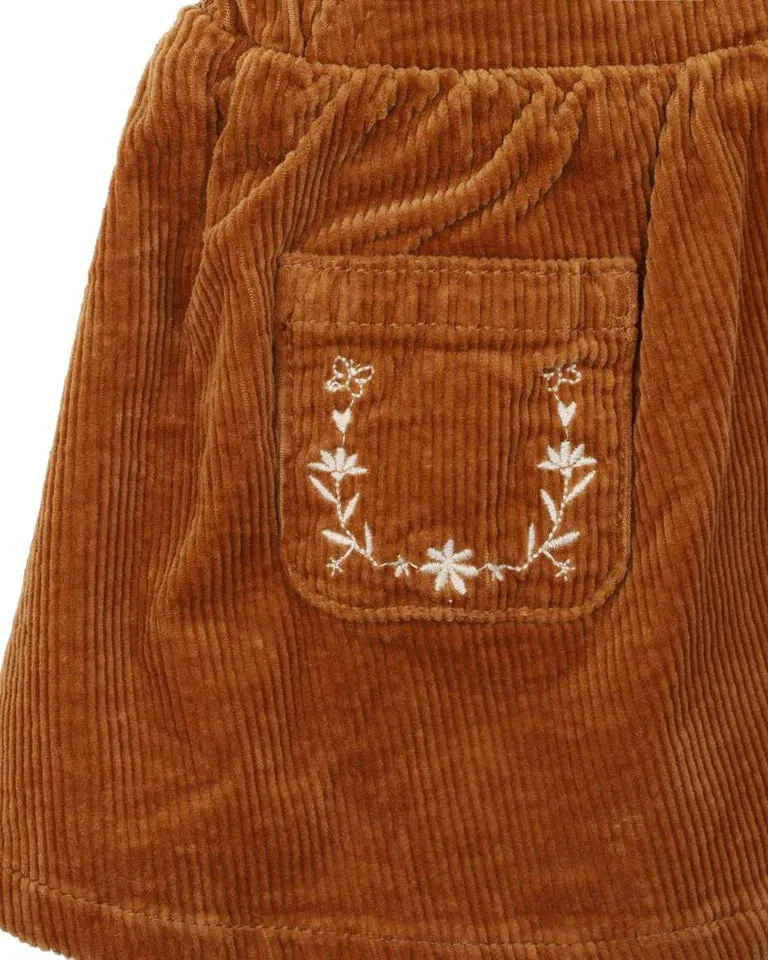 FOX & FINCH STARLETTE CORD PINAFORE CARAMEL