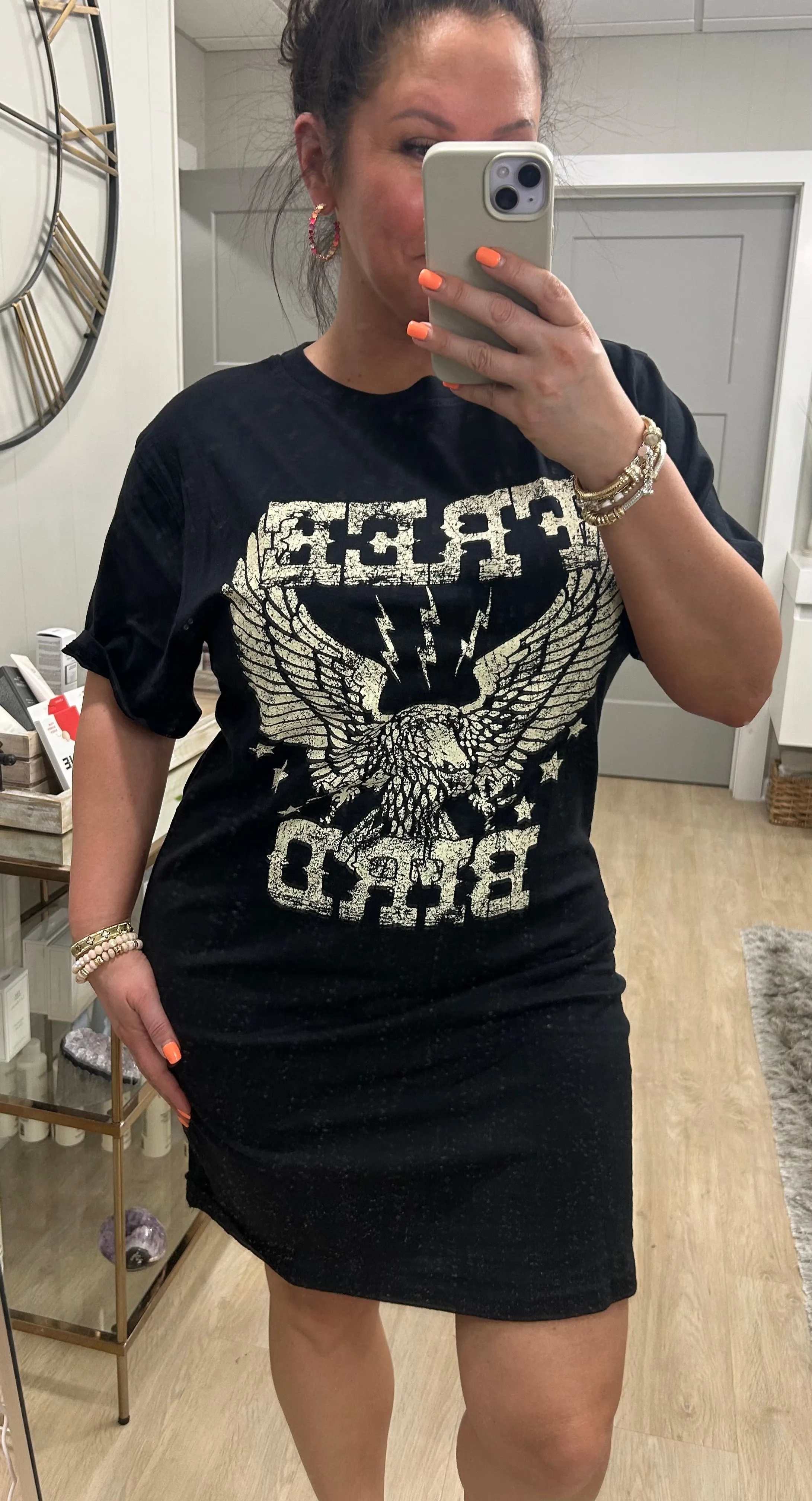 Free Bird Vintage Cotton Graphic Tunic Top