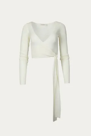 FREYA WRAP LONG SLEEVE KNIT TOP