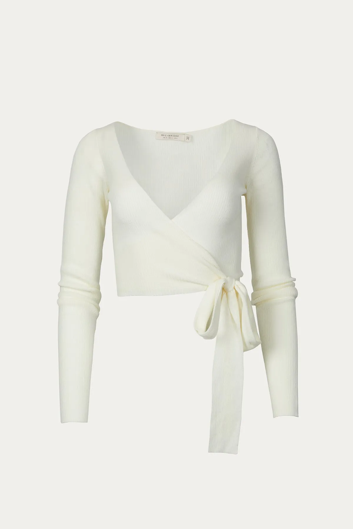 FREYA WRAP LONG SLEEVE KNIT TOP