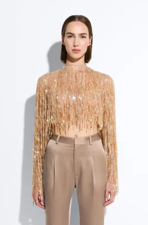 Fringe Sequin Cropped Top