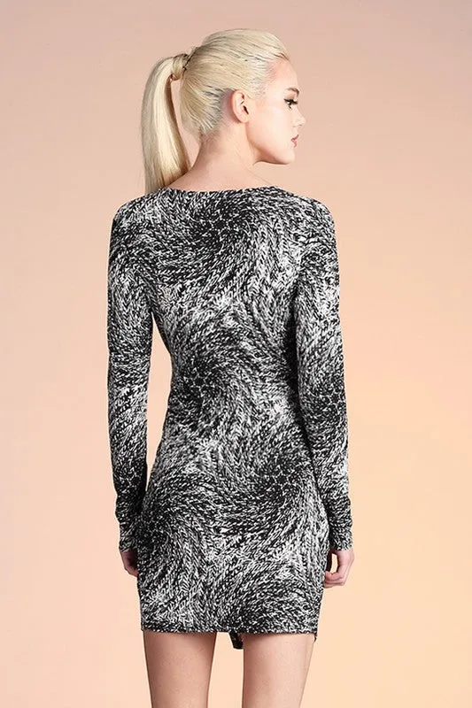 FSD-4315STK-Spriral print knit twist wrap dress 6PK UNIT $11.00
