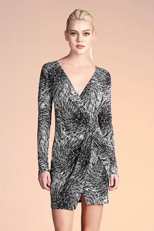 FSD-4315STK-Spriral print knit twist wrap dress 6PK UNIT $11.00