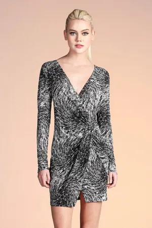 FSD-4315STK-Spriral print knit twist wrap dress 6PK UNIT $11.00