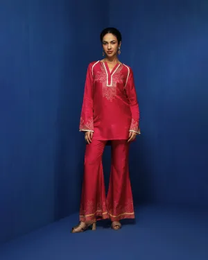Fuchsia hand block printed kurti