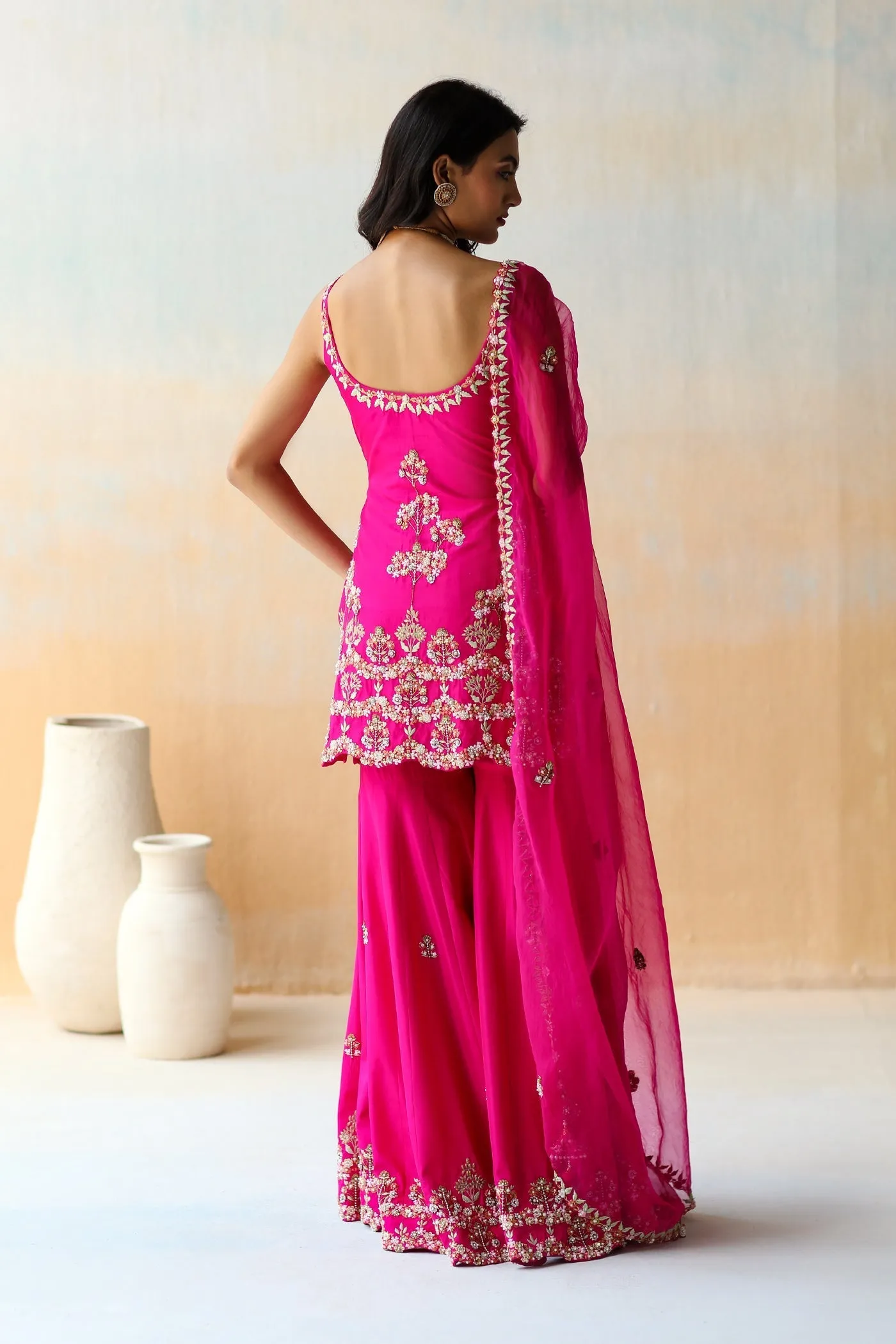 Fuchsia Pink Tunic & Sharara Set