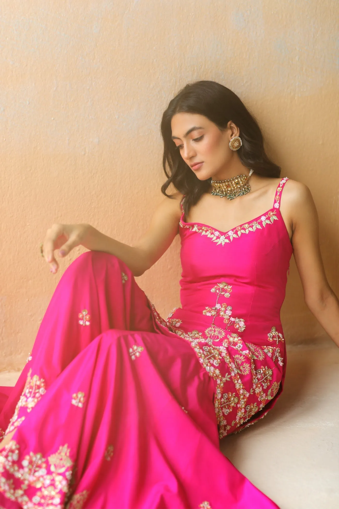 Fuchsia Pink Tunic & Sharara Set
