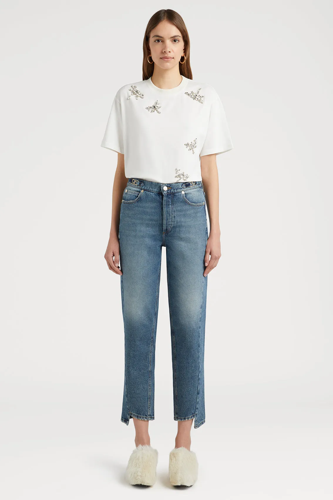 FULL NECK T-SHIRT WITH DRAGONFLY STONES
