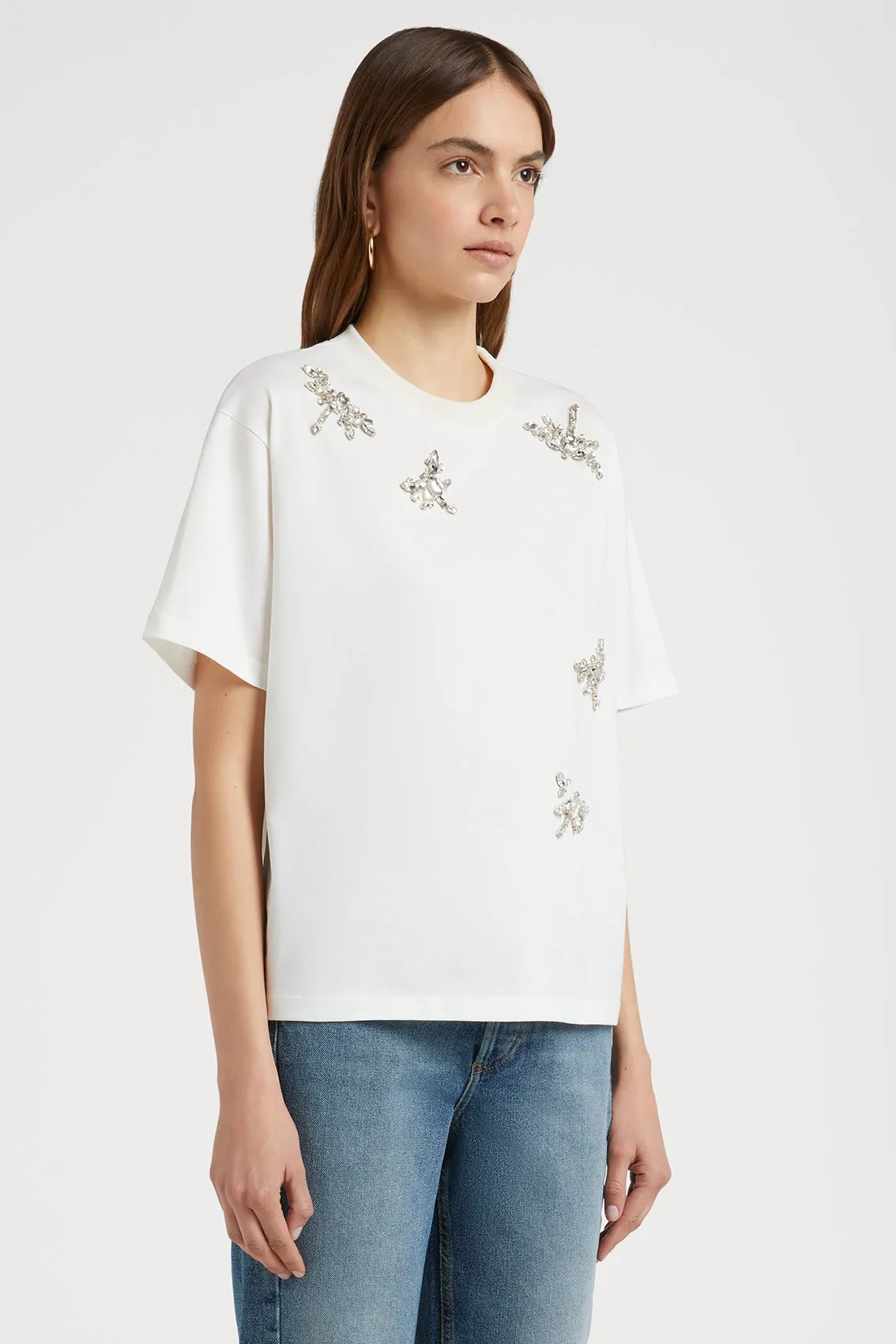 FULL NECK T-SHIRT WITH DRAGONFLY STONES